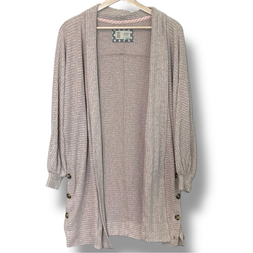 Anthropologie Saturday Sunday Ribbed Long Cardigan Size Xs Side Buttons Stretch